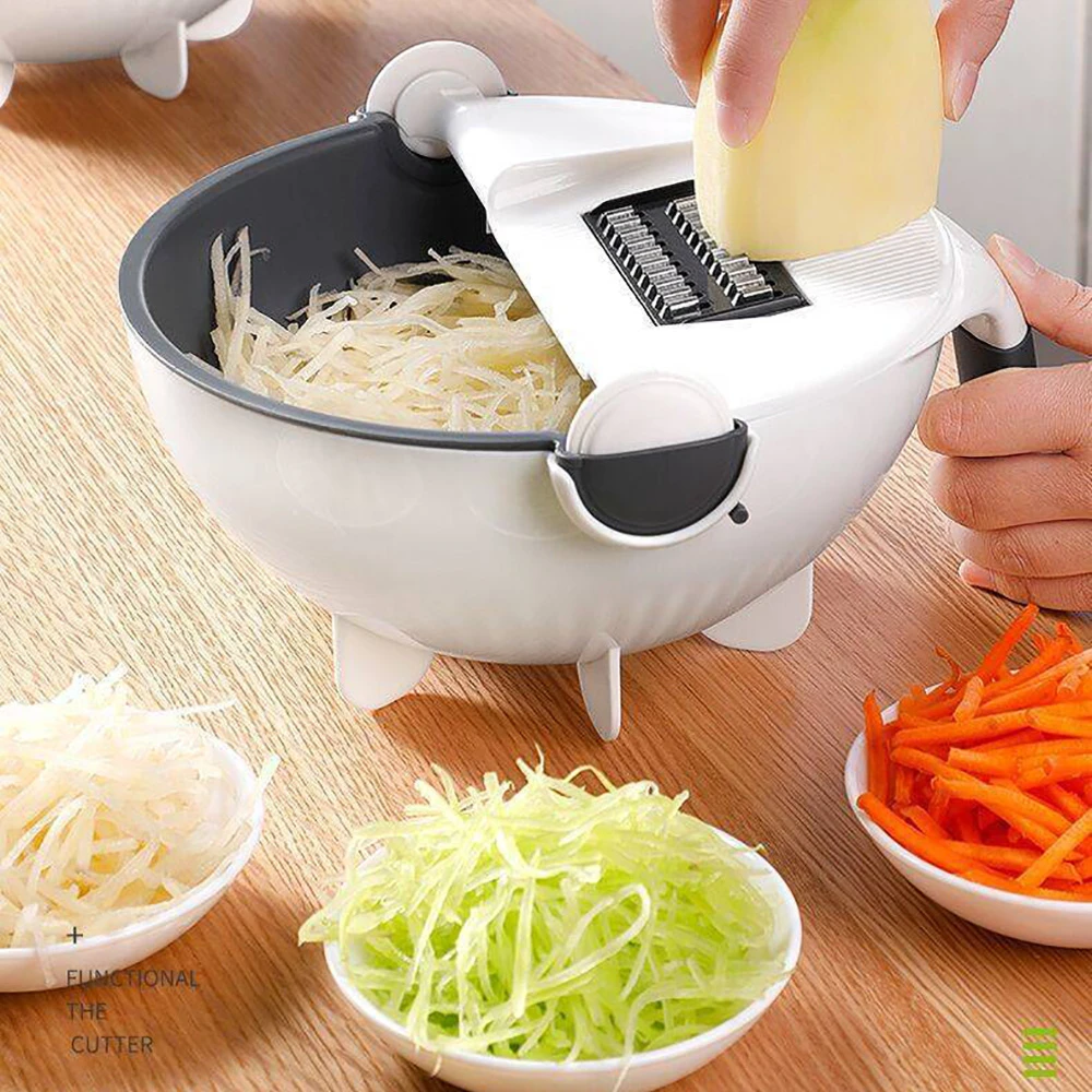 6 In 1 Multifunctional Grater Silk Strip Grater Corrugated Slicer Potato Masher Manual Drain Basket