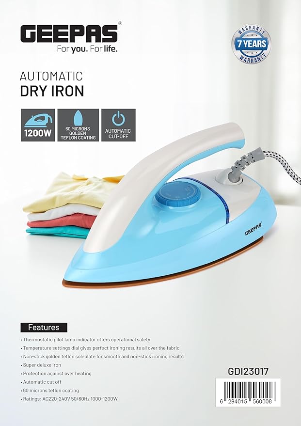 Geepas 1200W Dry Iron-23017